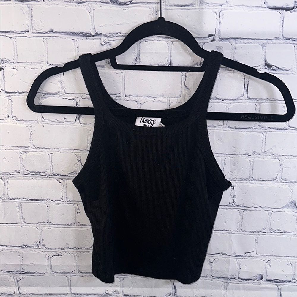 ✨ Princess Polly Black Ribbed Crop Top - Size 4, Perfect Condition